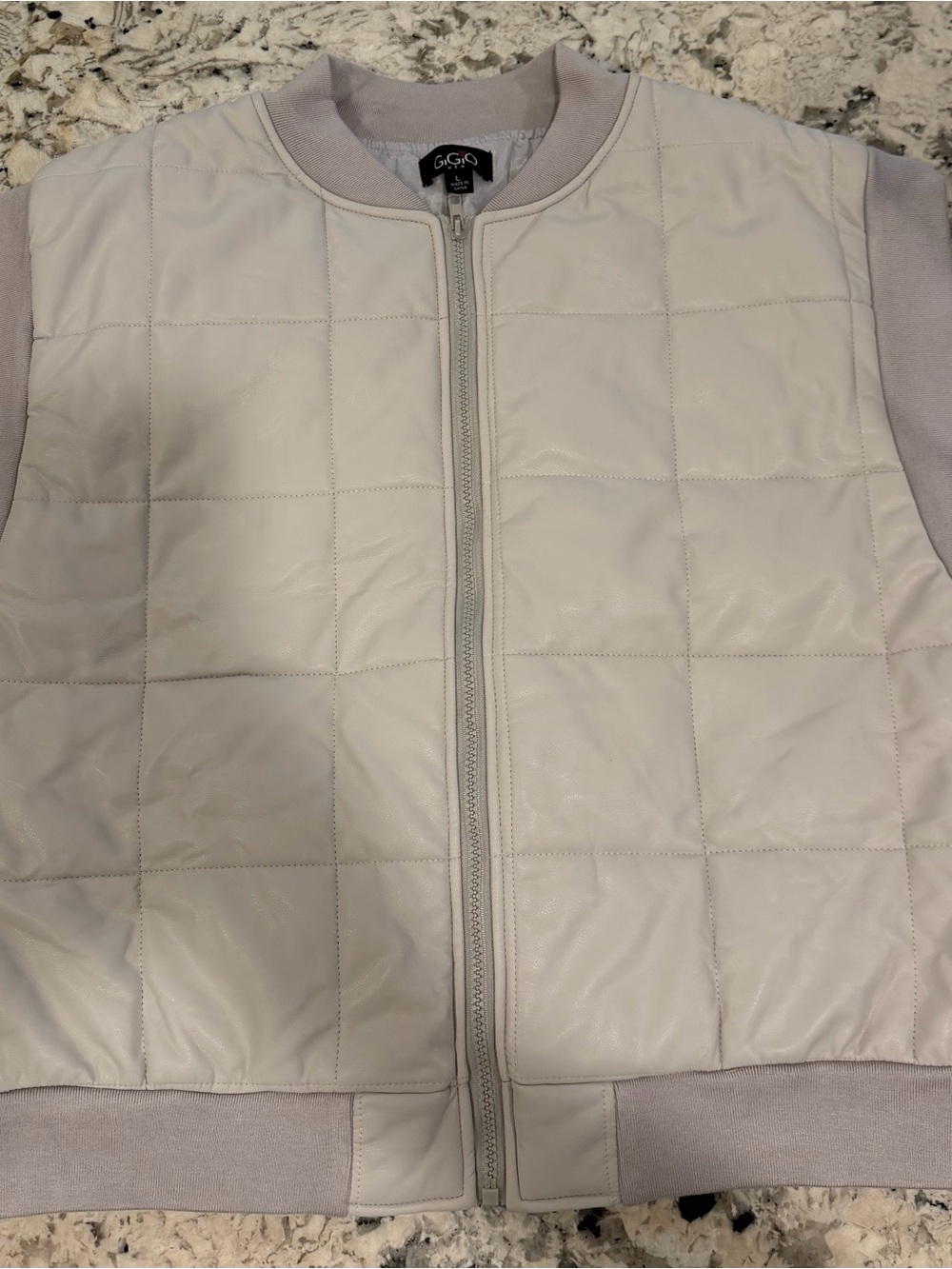 Gigio Pale Gray Quilted Bomber Vest Size L